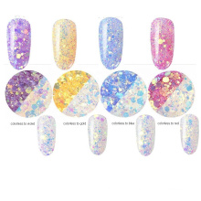 Hot sales!mixed powder and flakes chunky polyester Photochromic UV glitter for cosmetics, nail art,festival ornament etc